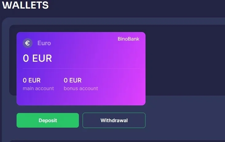 Virtual wallet in the Bino Bet account